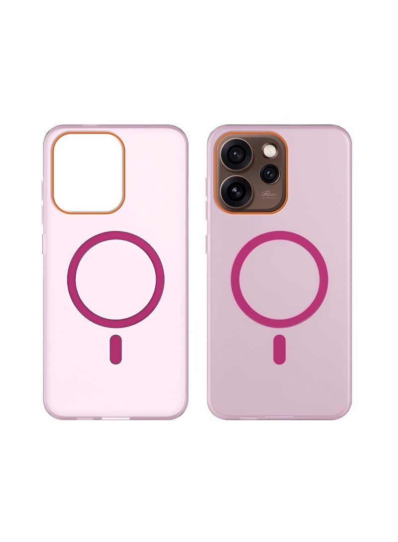 دبليو تيك غطاء هاتف Oppo Reno15 Pro 5G 2025 هجين شفاف مع ماجسيف وشحن مغناطيسي ورفع حواف الكاميرا بمظهر أنيق (MCMPMN) - وردي فاتح - Image 2